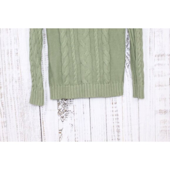 LL Bean Double L Cable Sweater Crewneck Bay Leaf Size Small - Picture 9 of 10